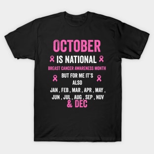 October is national breast cancer awareness month but for me - breast cancer support T-Shirt